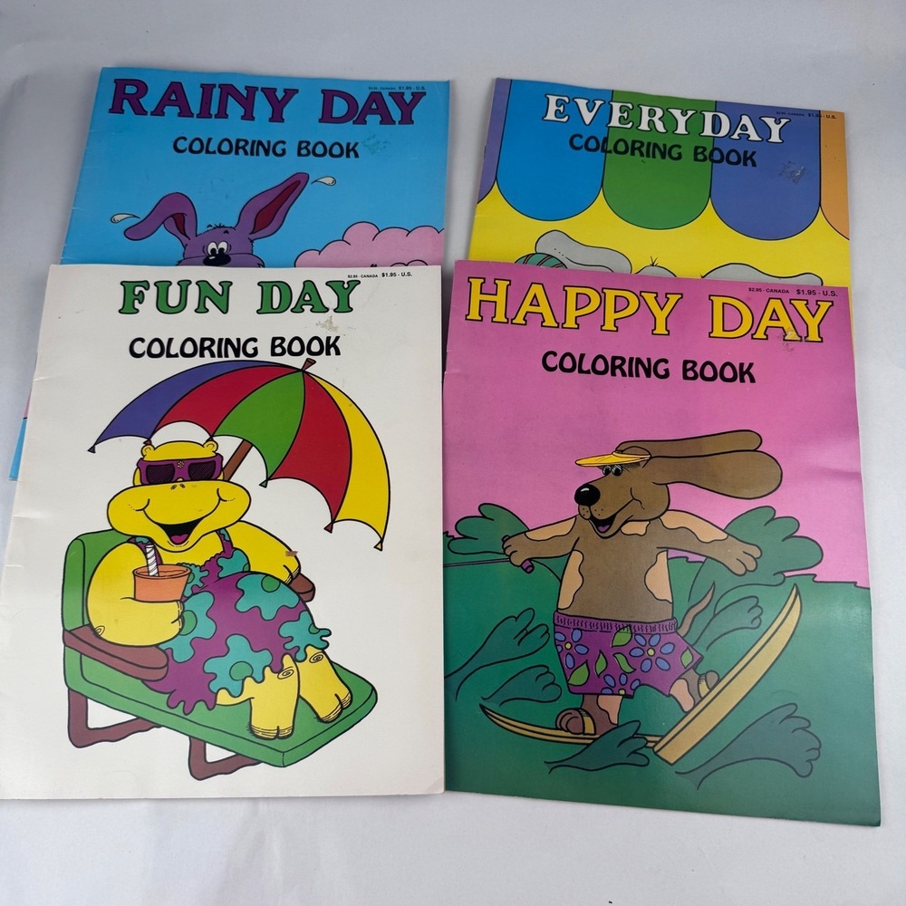 Vintage Lot of 4 1986 Coloring Books Kids Almost Unused